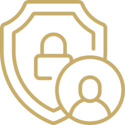A stylized golden padlock icon symbolizing security or privacy.